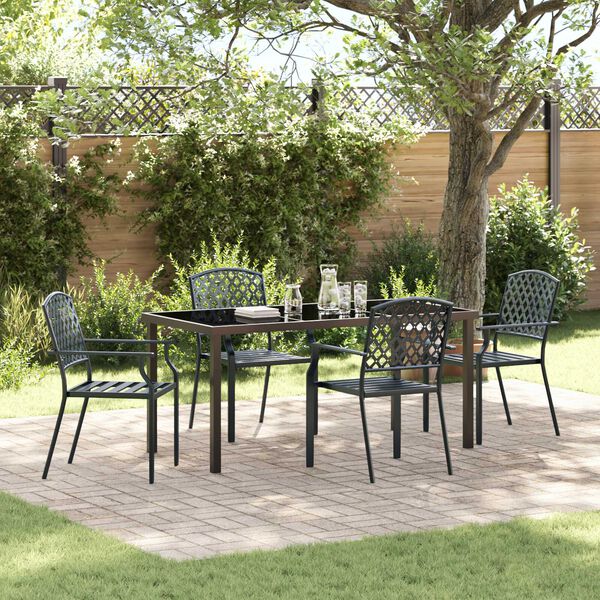 vidaXL Garten Essgruppe 5 pcs Anthrazit Pulverbeschichteter Stahl
