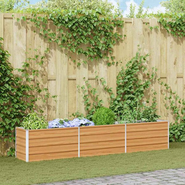 vidaXL Hochbeet Hellbraun 240 x 40 x 45 cm Verzinkter Stahl