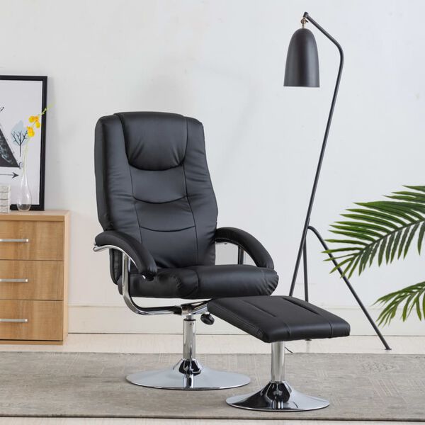 vidaXL Relaxsessel mit Fu&szlig;hocker Schwarz Kunstleder