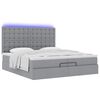 vidaXL Ottoman-Bett mit Matratzen & LEDs Hellgrau 200x200 cm Stoff