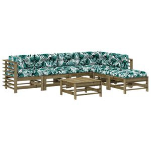 vidaXL 7-tlg. Garten-Lounge-Set mit Kissen Imprägniertes Kiefernholz