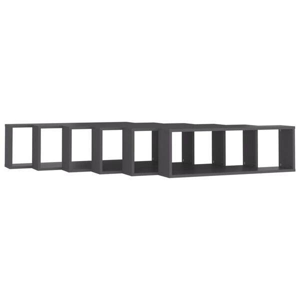 vidaXL W&uuml;rfelregale 6 Stk. Grau 80x15x26,5 cm Holzwerkstoff