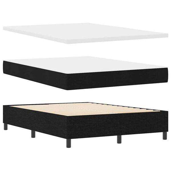 vidaXL Boxspringbett mit Matratze Schwarz 140 x 190 cm Stoff