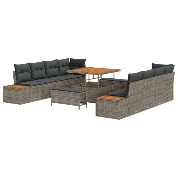 vidaXL Gartensofa-set 11 pcs Grau Poly-Rattan