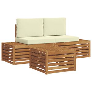 vidaXL Outdoor-Sofagarnitur mit Kissen Natur und Creme 59 x 59 x 37 cm