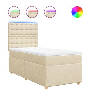vidaXL Boxspringbett mit Matratze Creme 80x200 cm Stoff