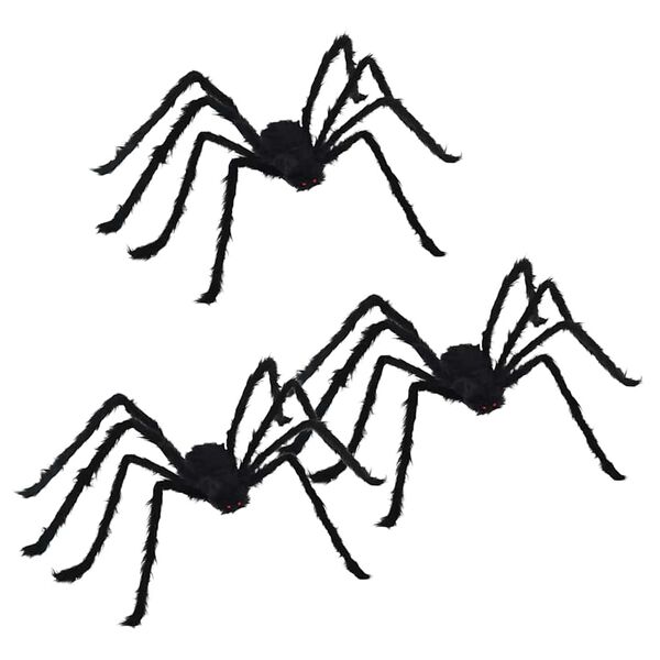 vidaXL Halloween Spinnen Dekoration 3 pcs Schwarz 150 cm