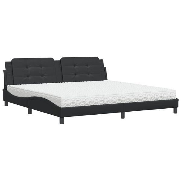 vidaXL Bett mit Matratze "Zadar" Schwarz 200x200 cm Kunstleder