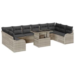 vidaXL Gartensofa-set 11 stk. 10-Sitzanzahl Hellgrau Poly Rattan