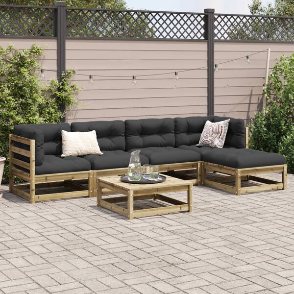 vidaXL 6-tlg. Garten-Sofagarnitur Kiefernholz Impr&auml;gniert