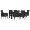 vidaXL 7-tlg. Garten-Essgruppe Schwarz Poly Rattan und Stahl