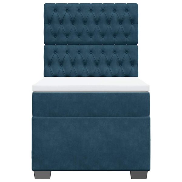 vidaXL Boxspringbett mit Matratze Blau 80x200 cm Samt