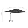 vidaXL Ampelschirm mit Aluminiummast 4x3 m Schwarz