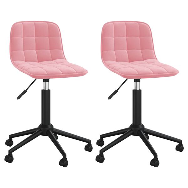 vidaXL Esszimmerst&uuml;hle 2 Stk. Drehbar Rosa Samt