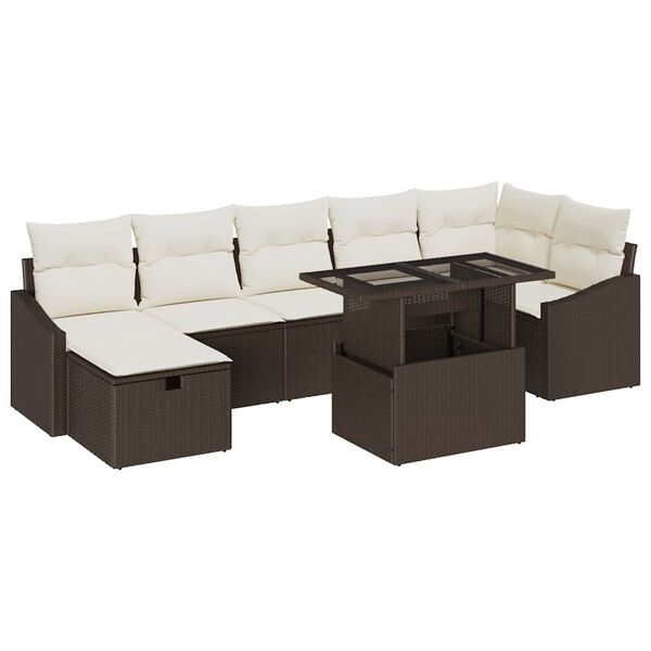 vidaXL Garten-Sofa-Set 8 pcs Braun Poly-Rattan