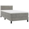 vidaXL Boxspringbett mit Matratze & LED Hellgrau 90x200 cm Samt