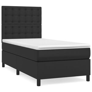 vidaXL Boxspringbett mit Matratze Schwarz 80x200 cm Kunstleder