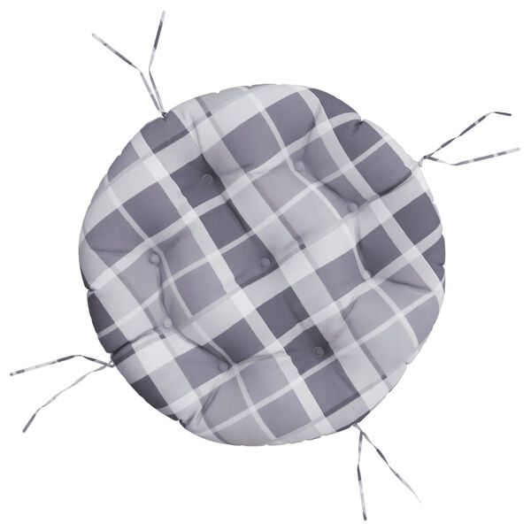 vidaXL Kissen Rund Grau Karomuster &Oslash; 60x11 cm Oxford-Gewebe