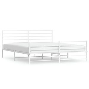 vidaXL Bettgestell mit Kopf- und Fu&szlig;teil Metall Wei&szlig; 183x213 cm