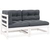vidaXL 2-tlg. Garten-Lounge-Set mit Kissen Wei&szlig; Kiefer Massivholz