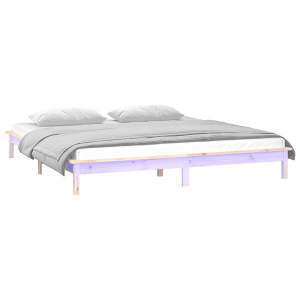 vidaXL Massivholzbett mit LEDs 160x200 cm
