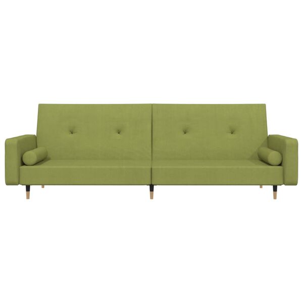 vidaXL Schlafsofa 2-Sitzer mit 2 Kissen Hellgr&uuml;n Samt