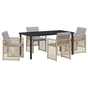 vidaXL Garten Essgruppe 5 pcs Beige Poly-Rattan