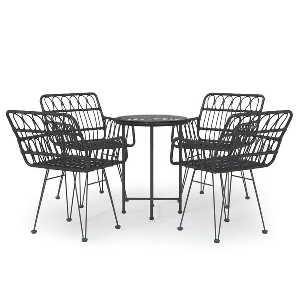 vidaXL 5-tlg. Garten-Essgruppe Schwarz Poly Rattan