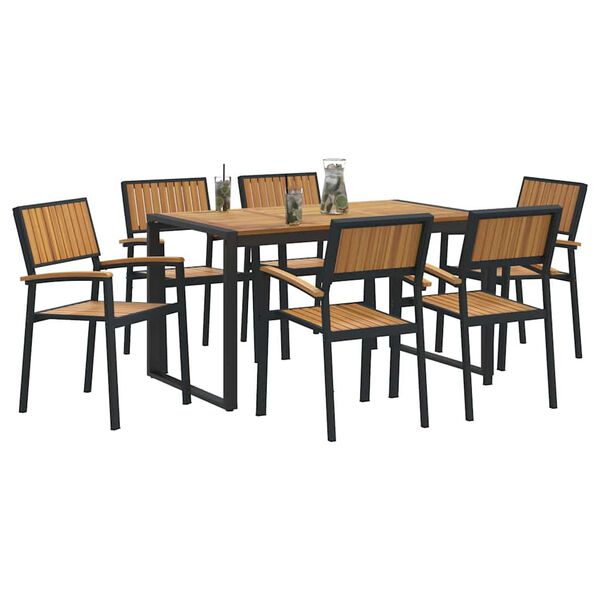 vidaXL Garten Essgruppe 7 pcs Schwarz und Braun