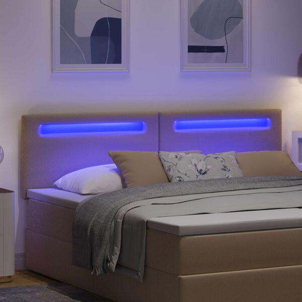 vidaXL LED Kopfteil Cappuccino 180 cm Kunstleder