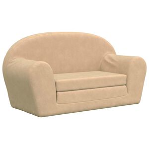 vidaXL Kinder-Schlafsofa 2-Sitzer Creme Weicher Pl&uuml;sch