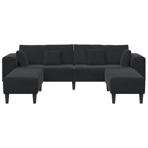 vidaXL Sofa mit Kissen 3 pcs Schwarz Samt