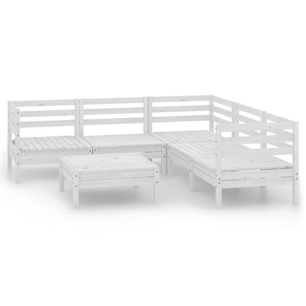 vidaXL 6-tlg. Garten-Lounge-Set Massivholz Kiefer Wei&szlig;