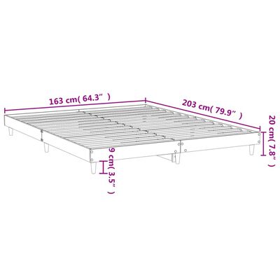 vidaXL Bettgestell Grau Sonoma 160x200 cm Holzwerkstoff