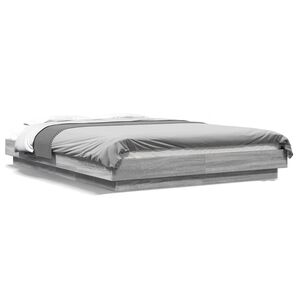 vidaXL Bettgestell mit LED Grau Sonoma 120x200 cm Holzwerkstoff