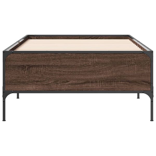 vidaXL Bettgestell Braun Eichen-Optik 90x190 cm Holzwerkstoff Metall