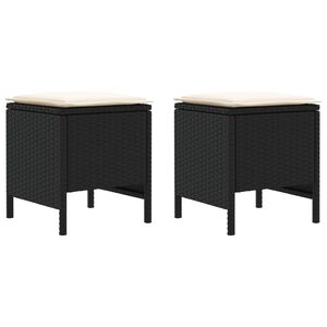 vidaXL 2 stk. Garten-Fu&szlig;hocker PE-Rattan Schwarz und Creme