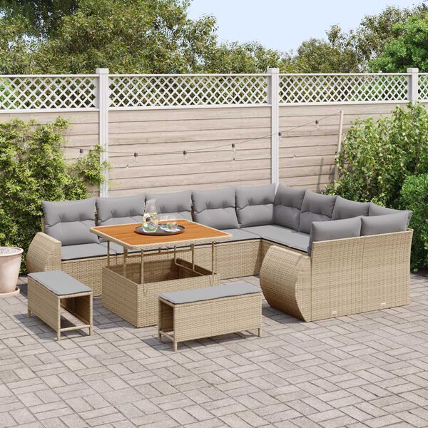 vidaXL Gartensofa-set 12 pcs Beige Poly-Rattan