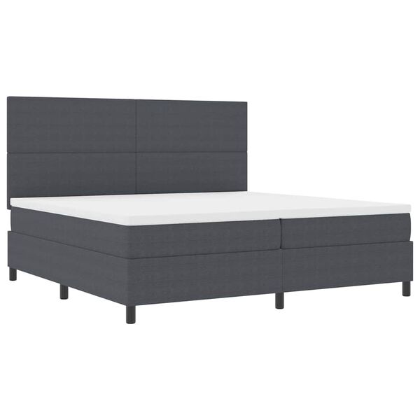 vidaXL Boxspringbett Dunkelgrau und Wei&szlig; 203 x 200 x 128 cm Cordstoff