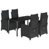 vidaXL 5-tlg. Garten-Essgruppe mit Kissen Schwarz Poly Rattan