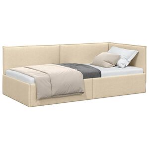 vidaXL Eckbettgestell mit Kopfteil Creme 90 x 200 cm Samt