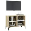 vidaXL TV-Schrank mit Metallbeinen Wei&szlig; Sonoma-Eiche 69,5x30x50 cm