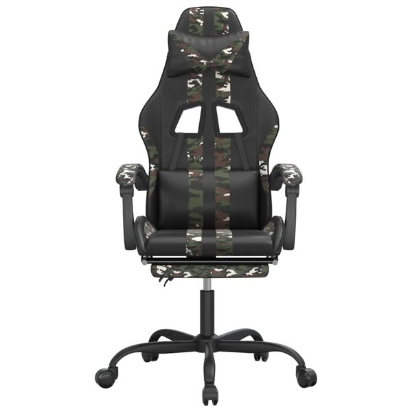 vidaXL Gamingstuhl mit Fu&szlig;st&uuml;tze Drehbar Schwarz Tarnfarben Kunstleder