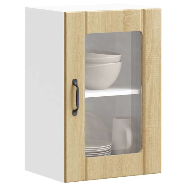 vidaXL K&uuml;chen-H&auml;ngeschrank mit Glast&uuml;r Lucca Sonoma-Eiche
