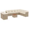vidaXL 11-tlg. Garten-Sofagarnitur mit Kissen Beige Poly Rattan