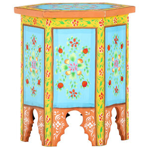 vidaXL Beistelltisch Handbemalt Mehrfarbig 38x33x42cm Mango Massivholz