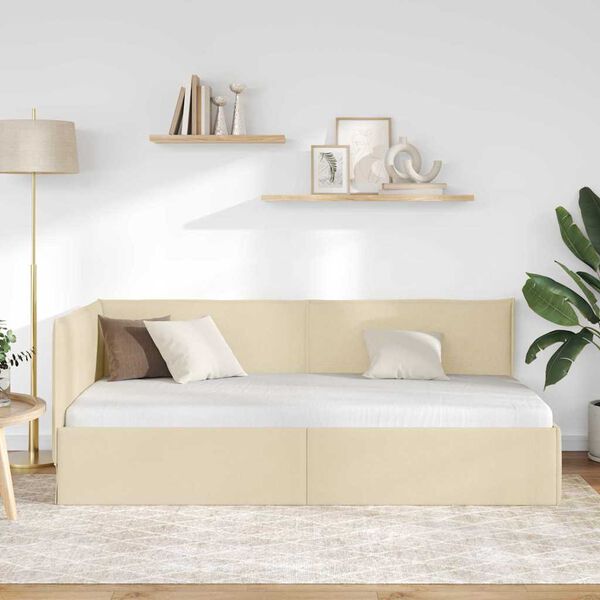 vidaXL Eckbettgestell mit Kopfteil Creme 80 x 200 cm Samt