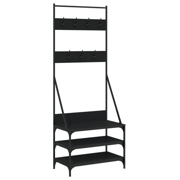 vidaXL Kleiderst&auml;nder mit Schuhablage Schwarz 70x40x184 cm