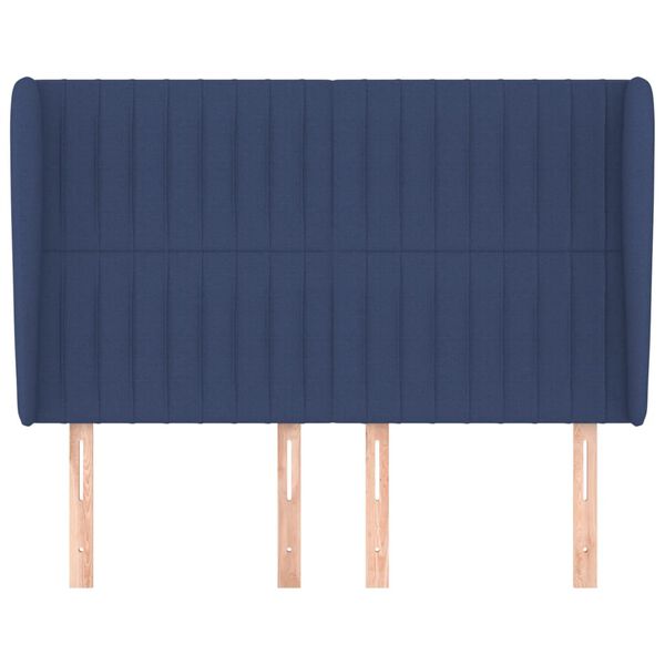 vidaXL Kopfteil mit Ohren Blau 147x23x118/128 cm Stoff