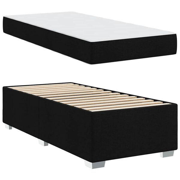 vidaXL Bettrahmen mit Matratze Schwarz 90 x 200 cm Stoff